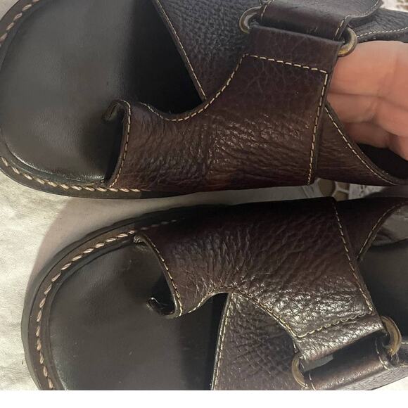 Hokus Pokus Size 8 Sandal 2" block heel Leather brown Women shoe - Picture 5 of 9